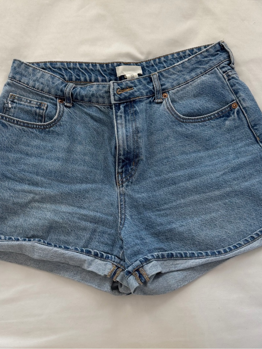 H&M Medium Blue Denim High-Waist Jean Shorts
